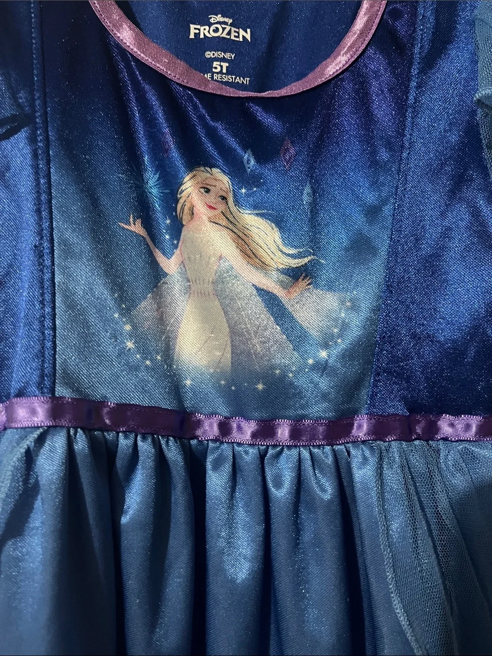 Disney Blue Elsa Princess Gown with Purple Trim - Picture 3 of 4